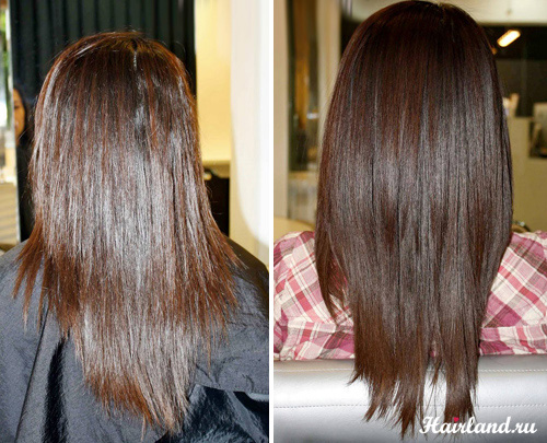 Биоламинирование волос фото до и после